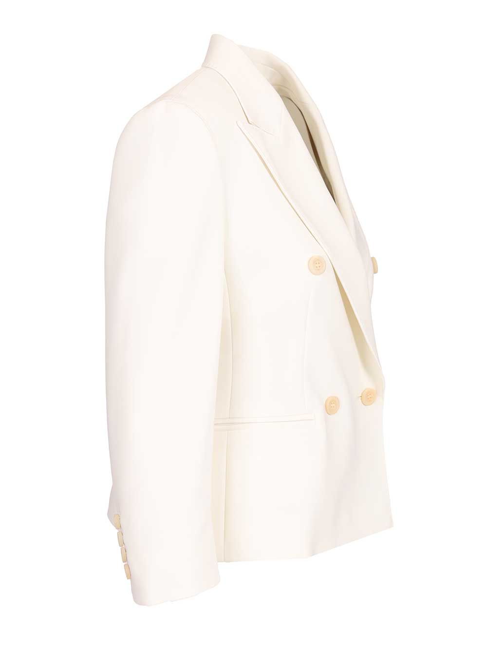 Max Mara Wool Canvas Crop Blazer Jackets - White | 193ff2a5b8bde2da32eb14c76431eae087844af8