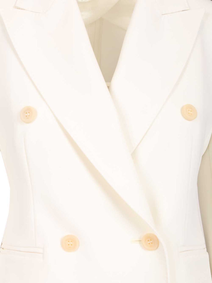 Max Mara Wool Canvas Crop Blazer Jackets - White | fd8674824a43f413783eda4f943a79235053e5bf