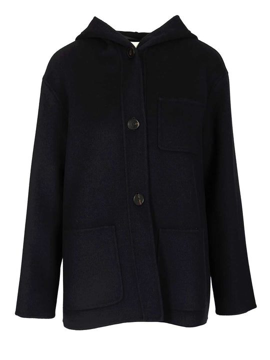 Wool, Cashmere And Silk Hooded Coat Coats Blue