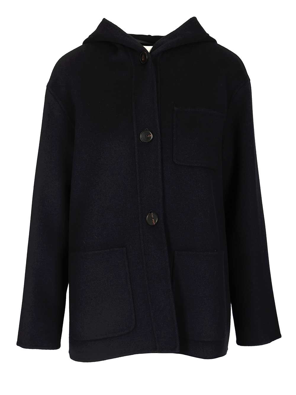 Max Mara Studio Wool, Cashmere And Silk Hooded Coat Coats - Blue | 9aa7dcff5cb2040df81ccead353382f979992cd3