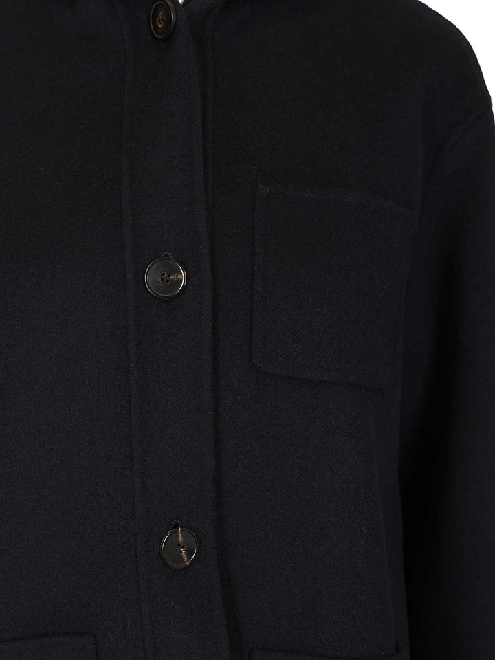 Max Mara Studio Wool, Cashmere And Silk Hooded Coat Coats - Blue | e1058c955d71e3a4eff6ca7458d44476bb363d12