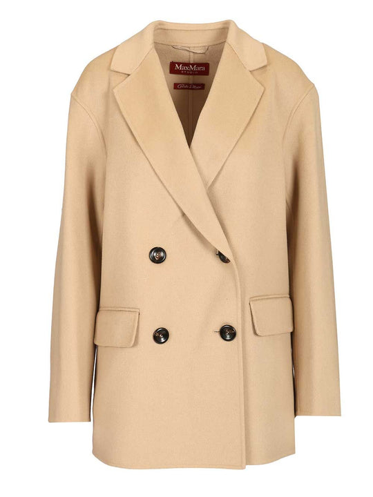 Caban In Wool And Silk Coats Beige