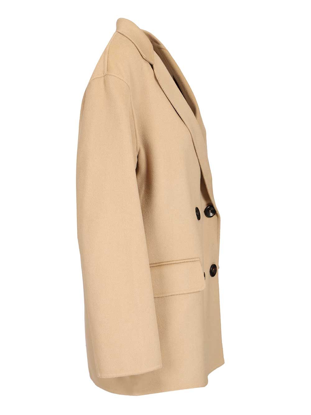 Max Mara Studio Caban In Wool And Silk Coats - Beige | d0abe1ec6758fc0ffba3325177d9210885eeeac6