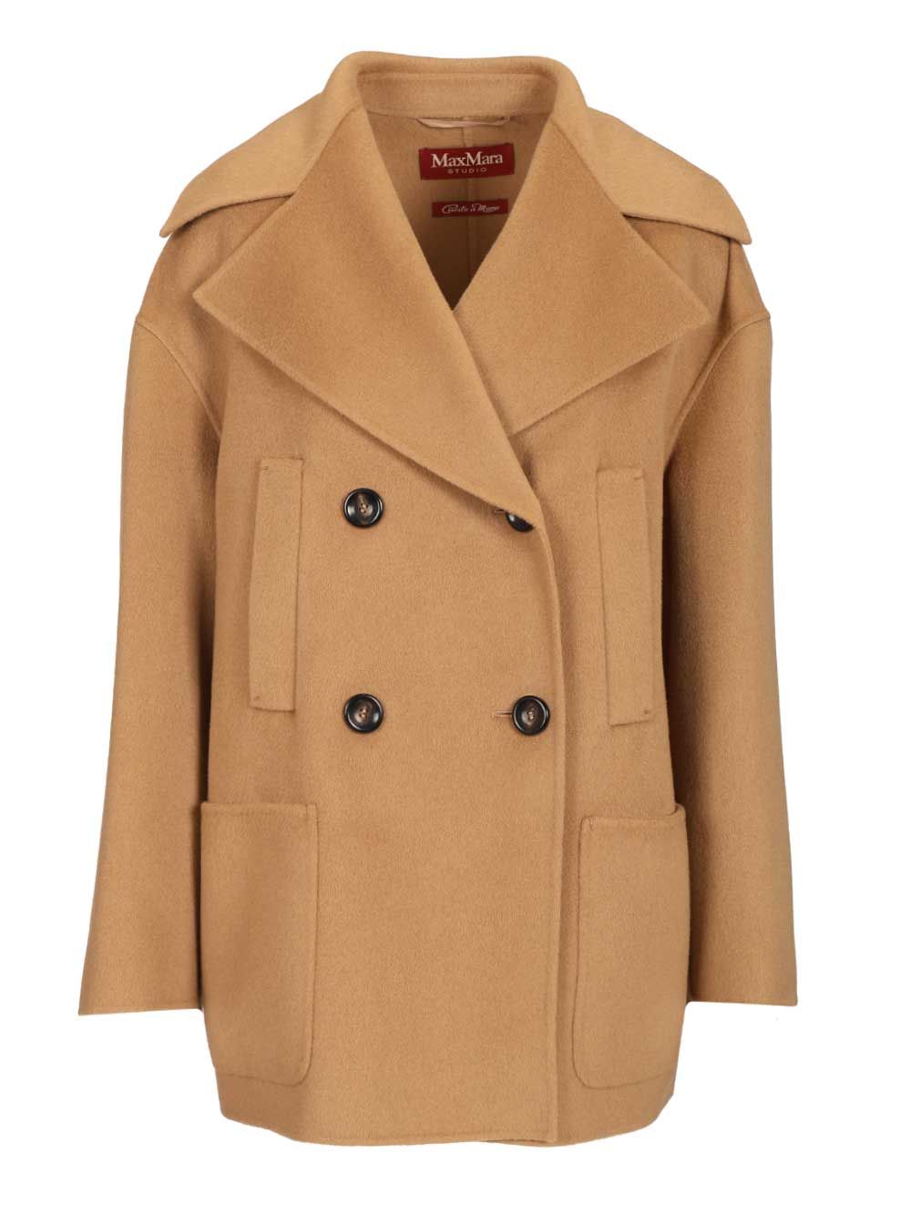 Max Mara Studio Double-Breasted Wool And Cashmere Jacket Coats - Beige | c137dbb6092d3123053b6a0f6f06bc0fa3d7afb4