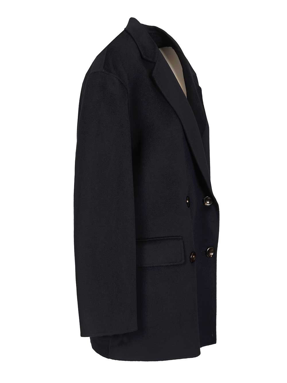 Max Mara Studio Caban In Wool And Silk Coats - Blue | 75a69873cfbf5a418b6ed46d19acab36df24e952