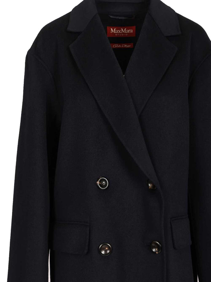 Max Mara Studio Caban In Wool And Silk Coats - Blue | ba03764d7a3bd9c19921fe9abc4f07693793d03e
