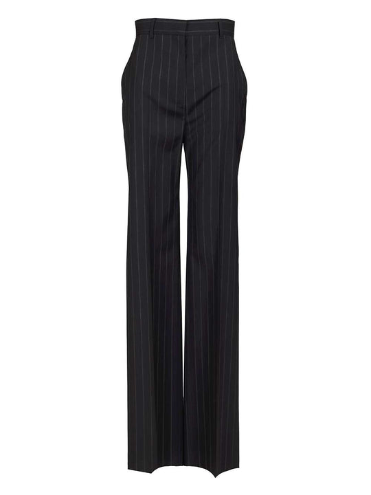 Pinstriped Wool Trousers Blue
