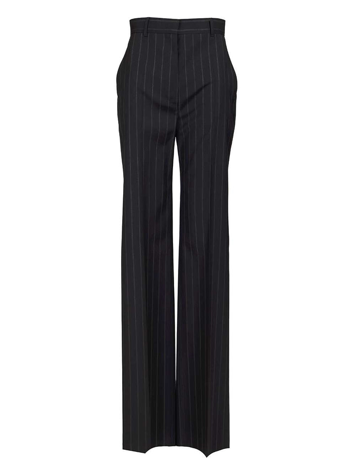 Max Mara Studio Pinstriped Wool Trousers - Blue | f373060eb91c673517b66b766a9e84cb7dd2bf80
