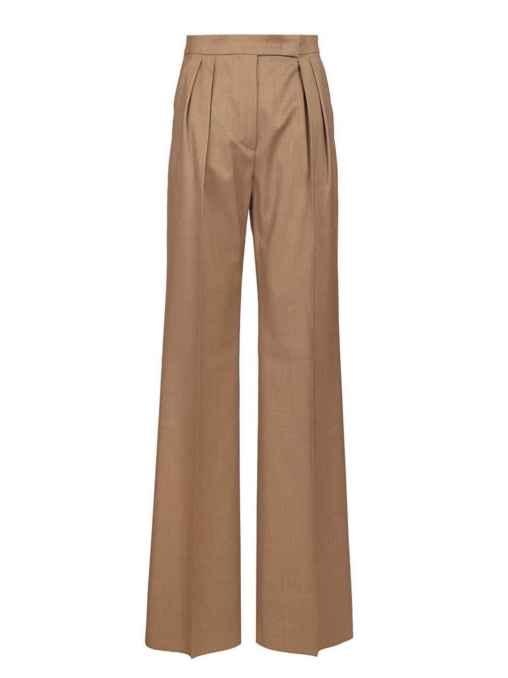 Max Mara Zimino Double Pleats Wool Pants Trousers - Brown | a4d893c2ff46bfbc048a9eef86261c2d5f57190d