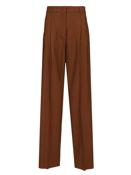 Flowing Wool Trousers Brown