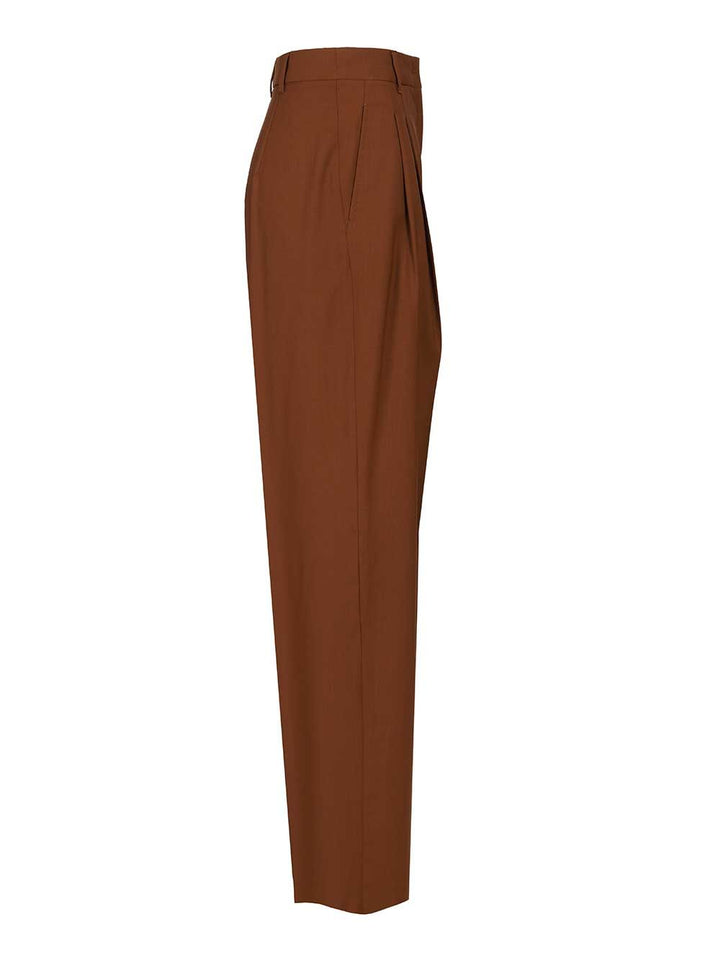 Max Mara Studio Flowing Wool Trousers - Brown | 5e6d70059d2a59757b31549220dec57524fffc19