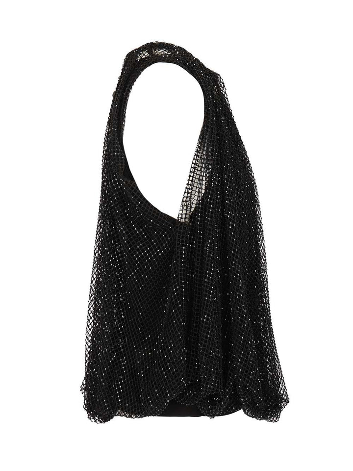 Sportmax Mesh Top With Crystals Tops - Black | b0d9ef517dd47e5fafda2c20426e16d130c105ba