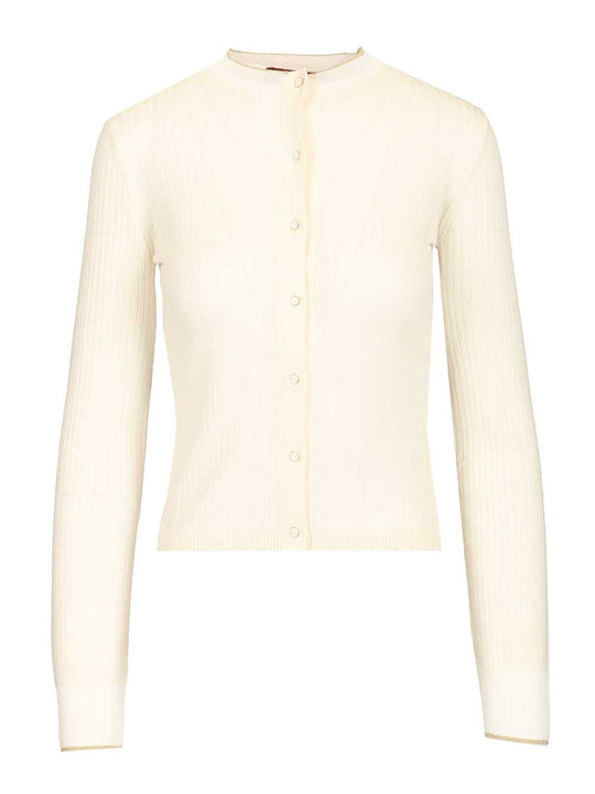 Ribbed Cardigan Knitwear White
