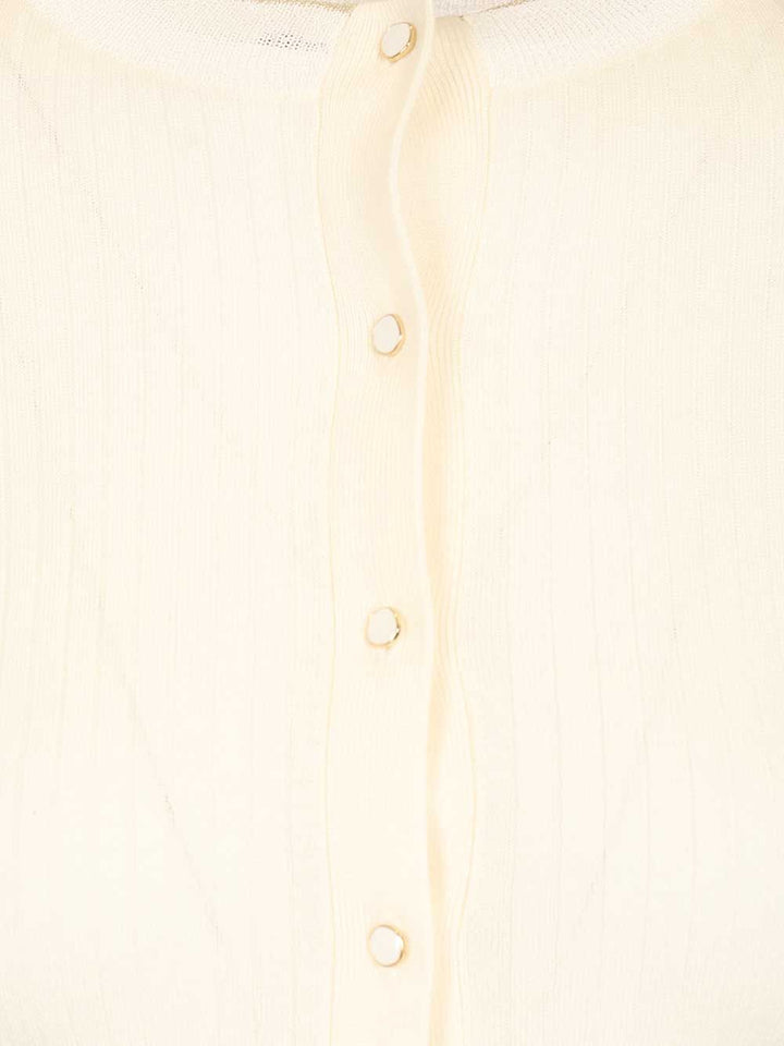 Max Mara Studio Ribbed Cardigan Knitwear - White | ab8195f2f4e432c410e136cac4e629301504fe0b