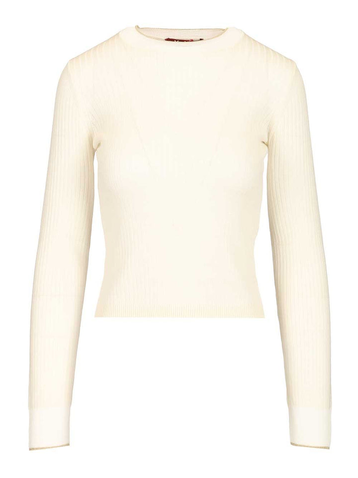 Max Mara Studio Crew Neck Knitwear - White | c22be0eaeb1384b3ead28623cbb86a7fd5e1c097