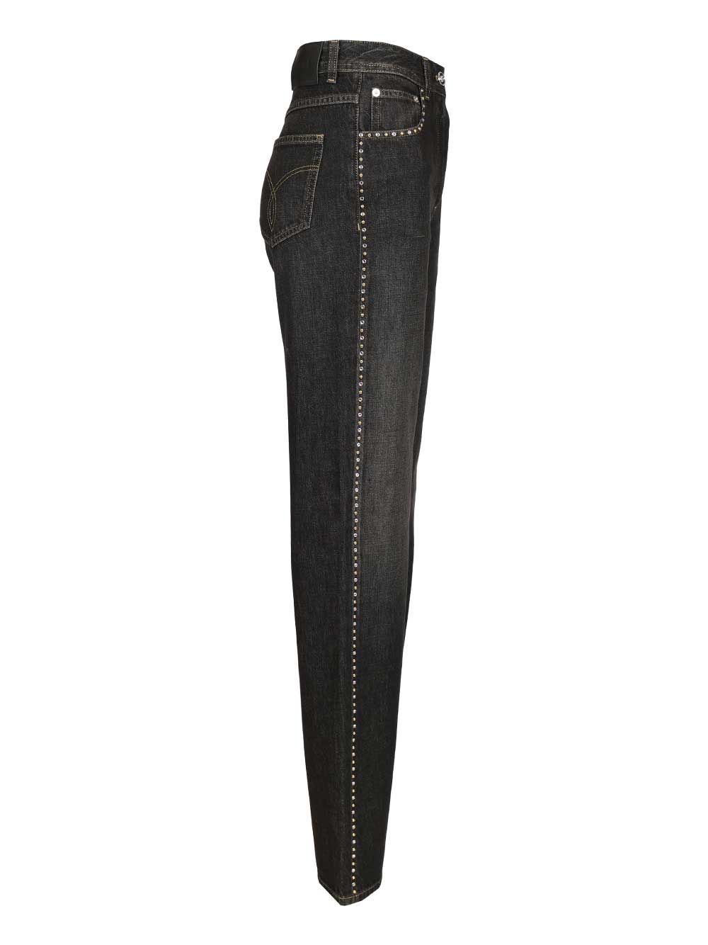 Versace Regular High-Waisted Decorated Jeans - Black | 3f0f419c356c3f3137bc9c94a635bdd1e3cddcbf