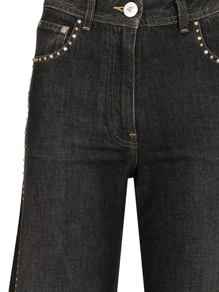 Versace Regular High-Waisted Decorated Jeans - Black | 945d4b6b821f939cc8145084b4ecd97aded2f29c