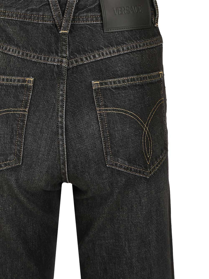 Versace Pant Denim Stone Washed Black With Studs Jeans - Black | 290993f37780aa381da478a5b77d4a3450685267