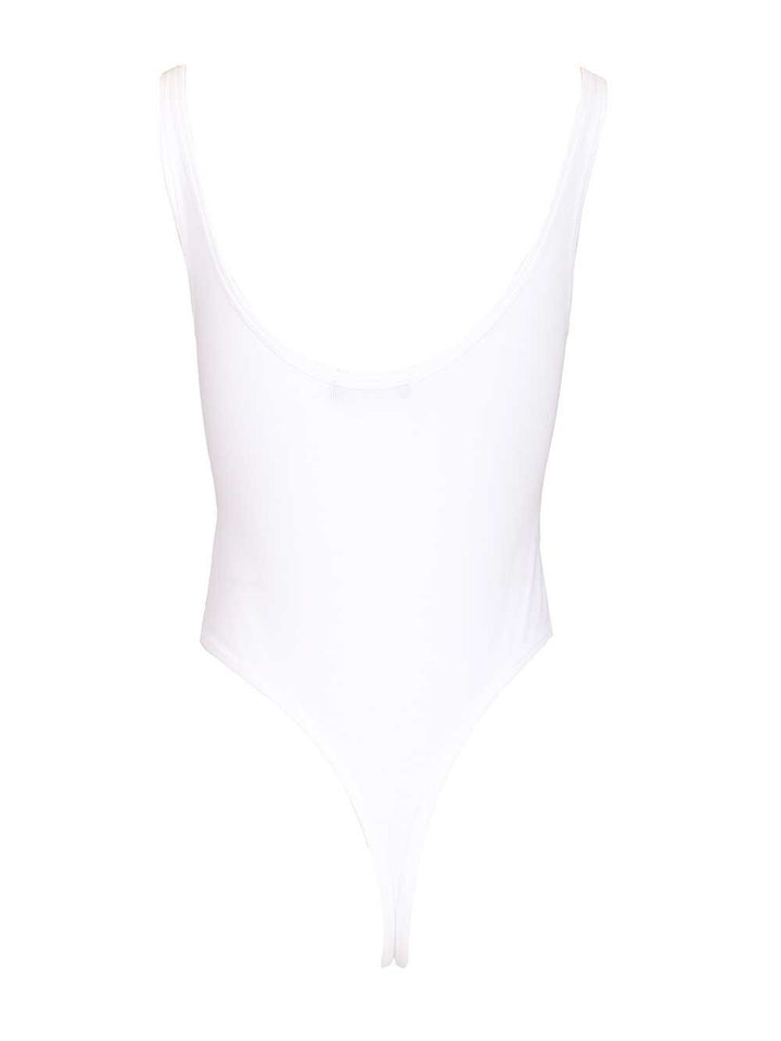 Versace Bodysuit Bio Cotton Rib With Logo Tops - White | 5ff767189aaeacc50164bd1b4b80396726048901