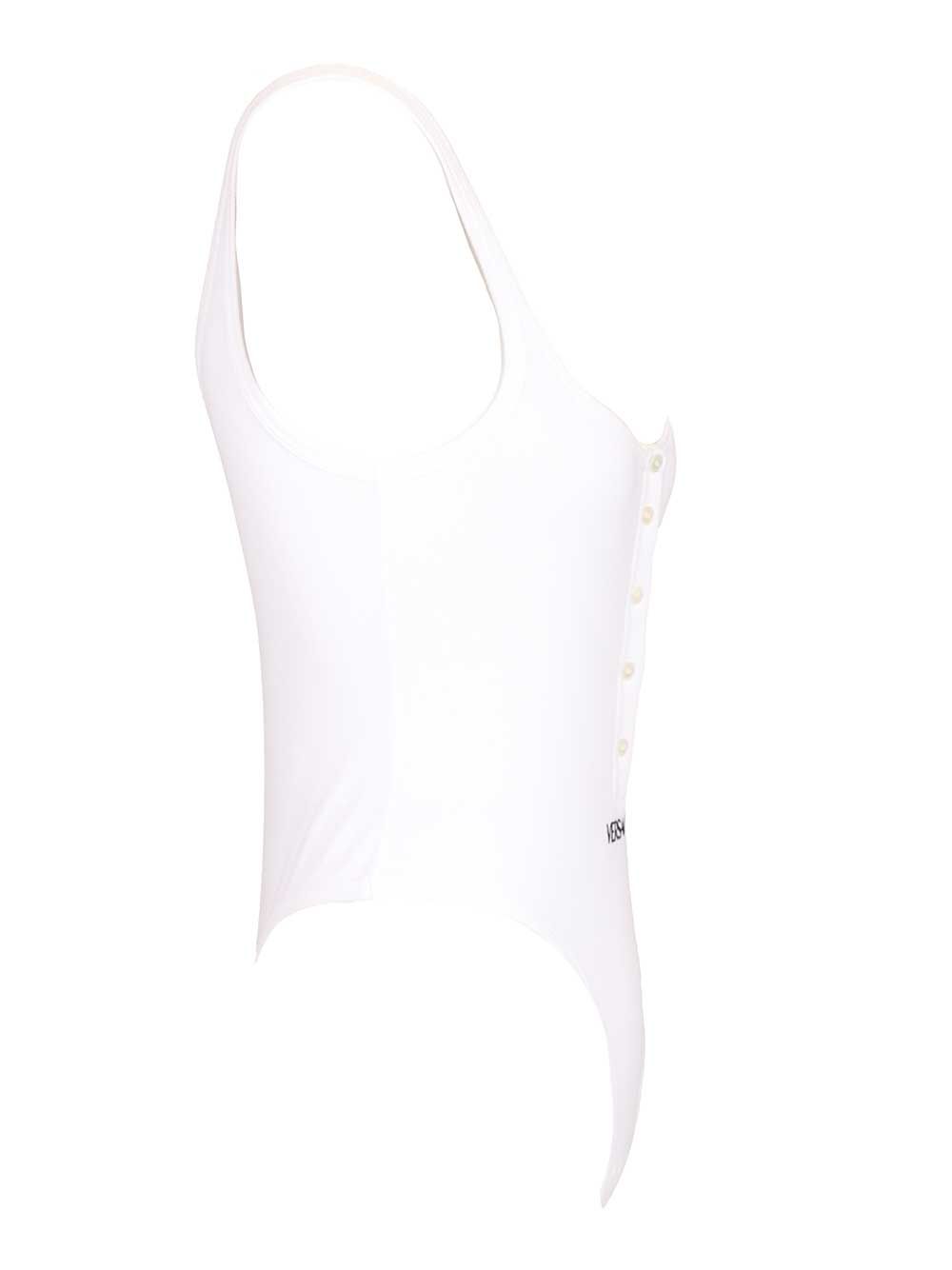 Versace Bodysuit Bio Cotton Rib With Logo Tops - White | 1df75b27e11fd544f61bf41189de7d7e1216b729