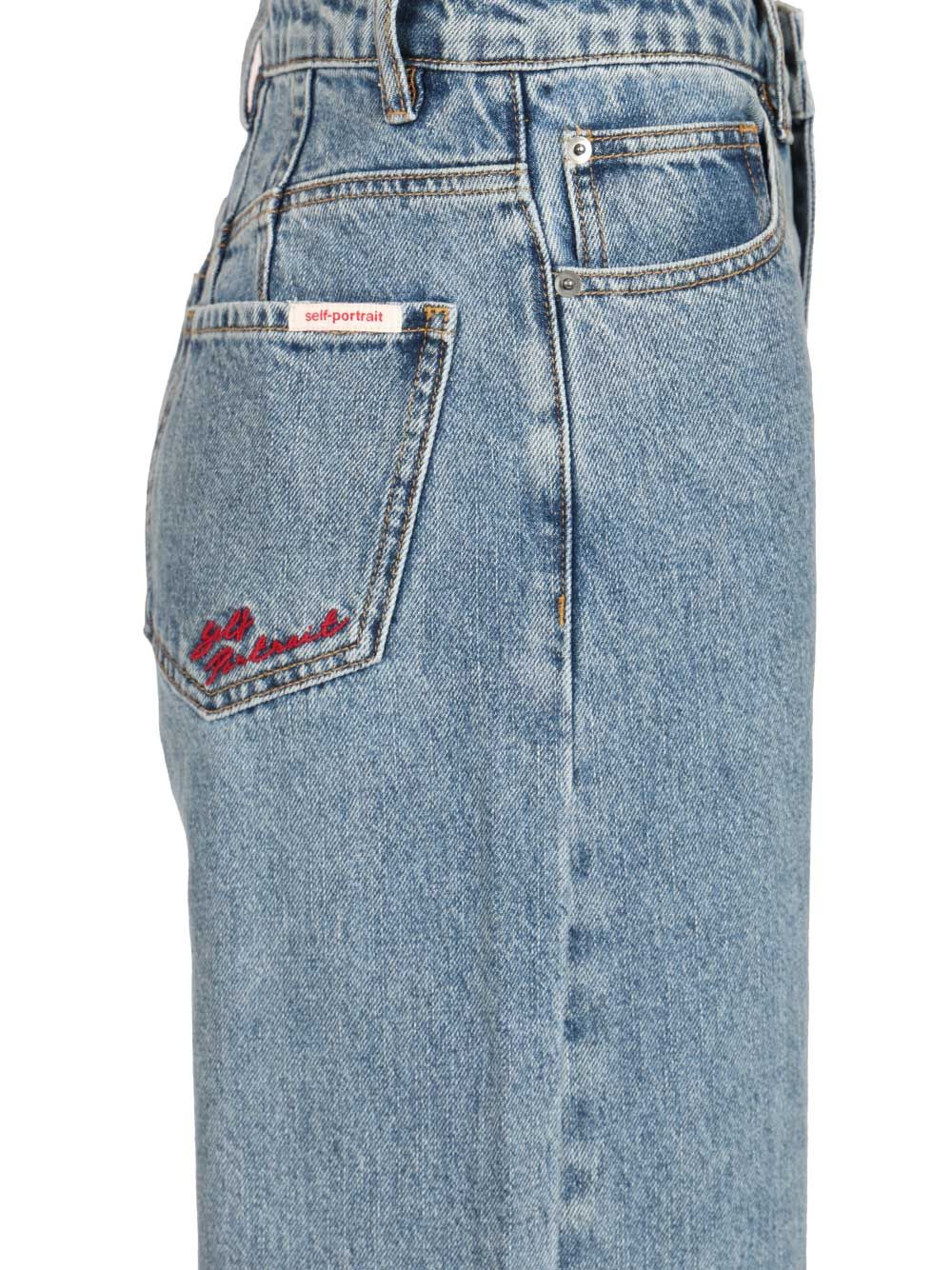 Self-Portrait Barrel Jeans - Light blue | f7c2dd95e6809be6ecc36155b2a0fea663d8fa0d