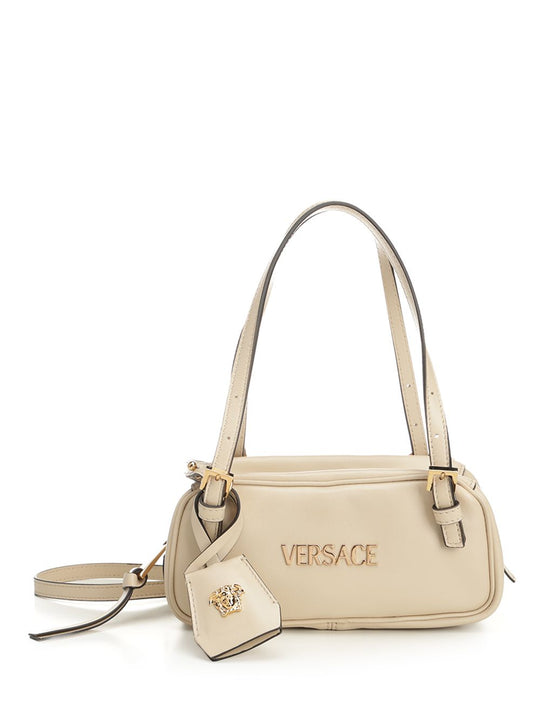 Versace Tag Shoulder Bags Beige