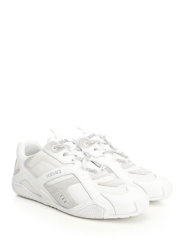 Versace Sneaker Suede+Fabric+Calf Leather Sneakers - White | 4f1173e33921b0f786d725525e6b79057416c06a