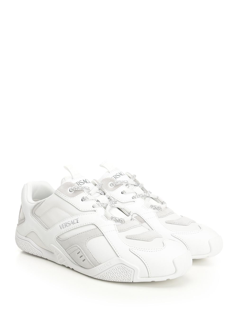Versace Sneaker Suede+Fabric+Calf Leather Sneakers - White | 4f1173e33921b0f786d725525e6b79057416c06a