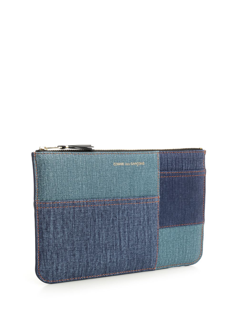 Comme Des Garcons Wallet Patchwork Leather Denim Effect Zipped Pouch Small leather goods - Blue | af56a768bac8b843e7b44e1ef927f59851e305a5