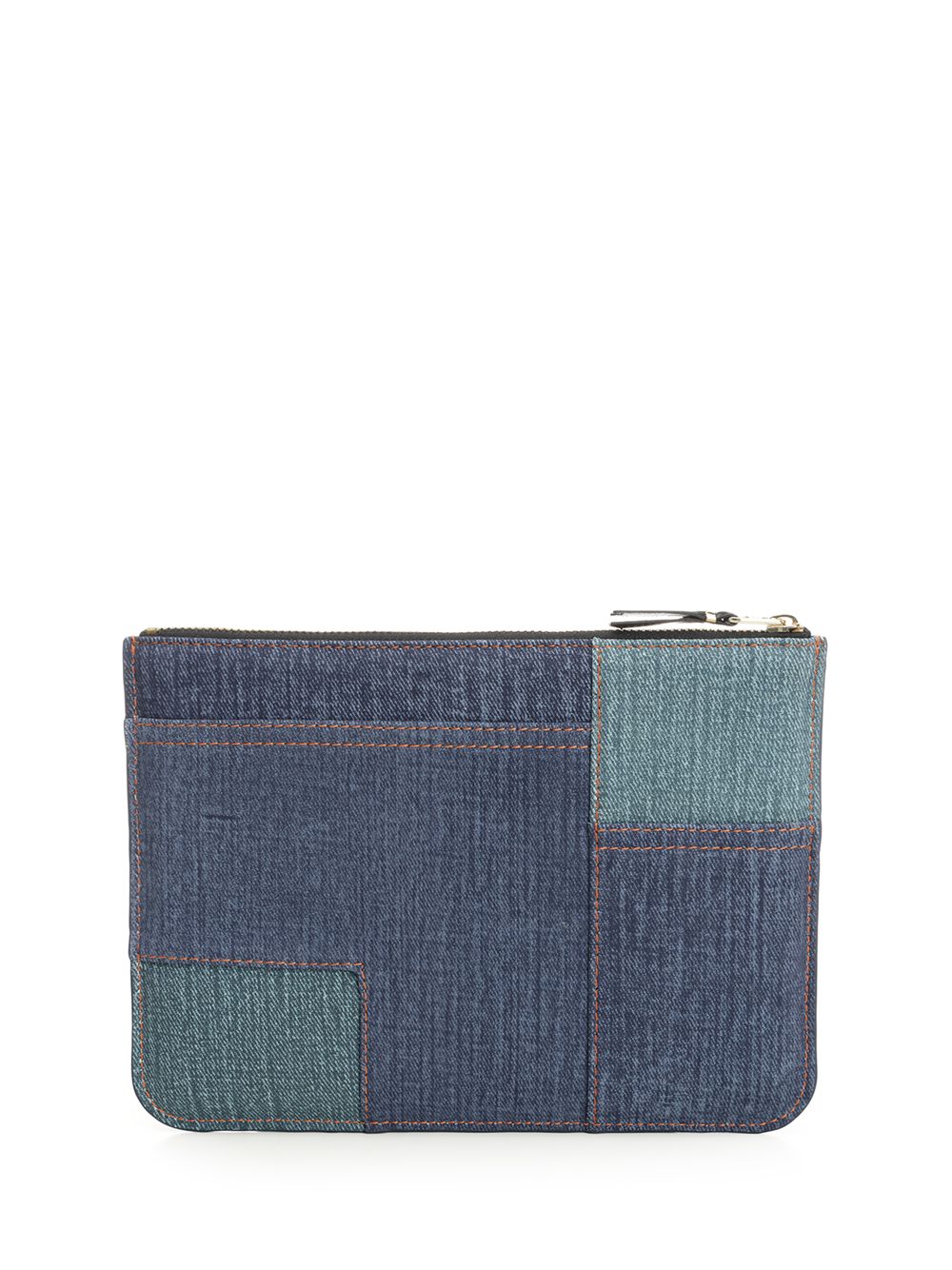 Comme Des Garcons Wallet Patchwork Leather Denim Effect Zipped Pouch Small leather goods - Blue | 221c37c705d7d81295fc156073542d9d94714ae2
