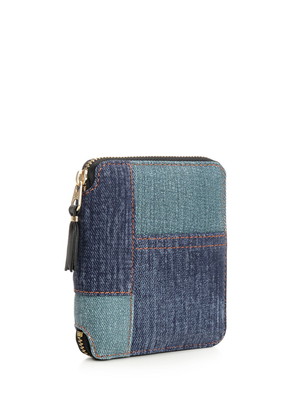 Comme Des Garcons Wallet Patchwork Leather Denim Effect Zip Around Wallet Wallets - Blue | 294e3a0c524b624e5302c187dbfae61544204d7e