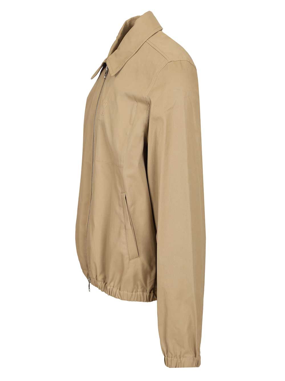 Ami Zipped Jacket In Cotton Gabardine Jackets - Beige | fab7db29ecc5c0df8ae028fff1cb36e49abe14ca