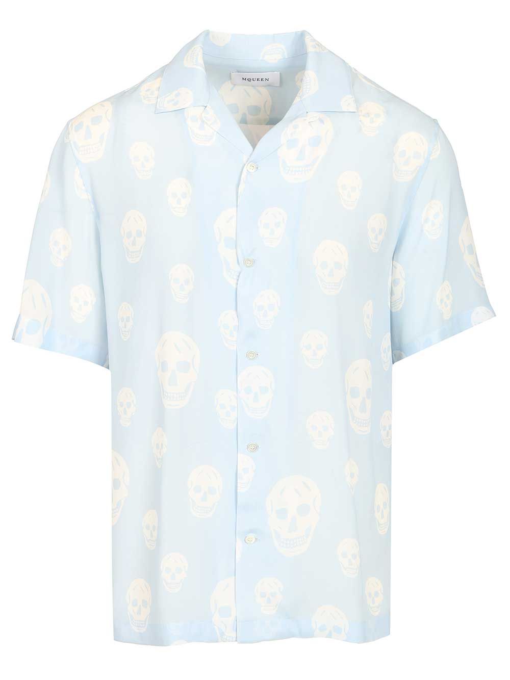 Mcqueen Printed Crepe De Chine Shirt Shirts - Light blue | 976a93f5b166a2b15678cfcf5d65b980c61affaa