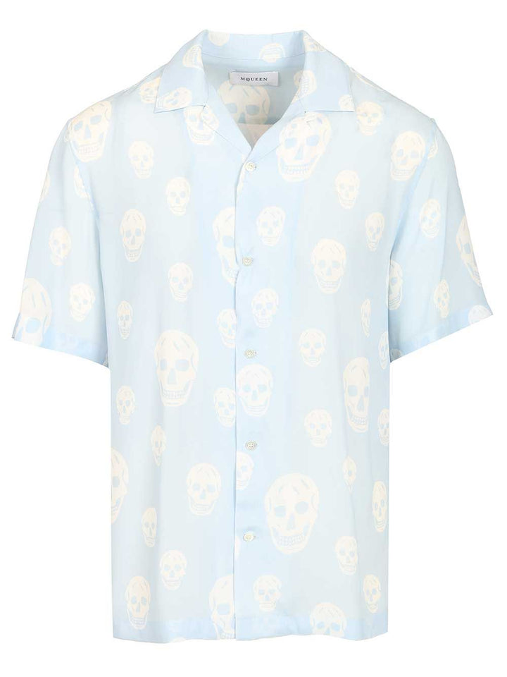 Mcqueen Printed Crepe De Chine Shirt Shirts - Light blue | 976a93f5b166a2b15678cfcf5d65b980c61affaa