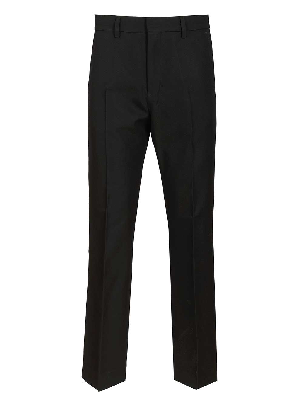 Ami Straight  Wool Canvas Trousers - Black | 40c46bd7e3a01963b5d6f2181ed8c98ed46efd1e