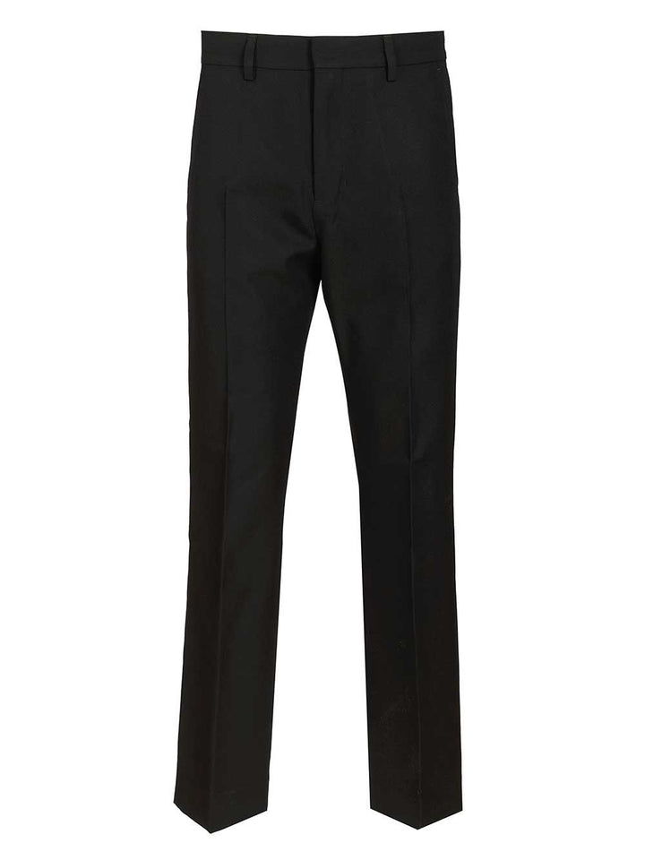 Ami Straight  Wool Canvas Trousers - Black | 40c46bd7e3a01963b5d6f2181ed8c98ed46efd1e