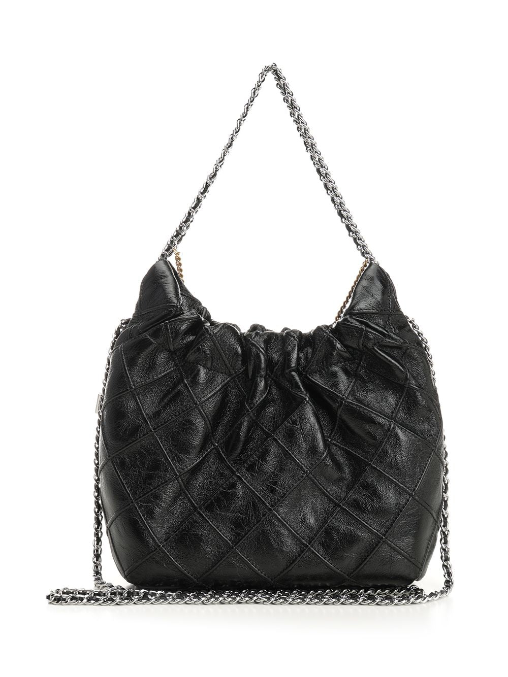 Tory Burch Fleming Distressed Mini Hobo Bag Shoulder Bags - Black | 6c5dbb6b75f75f1bf4eb0b112a122eafc6ac9586