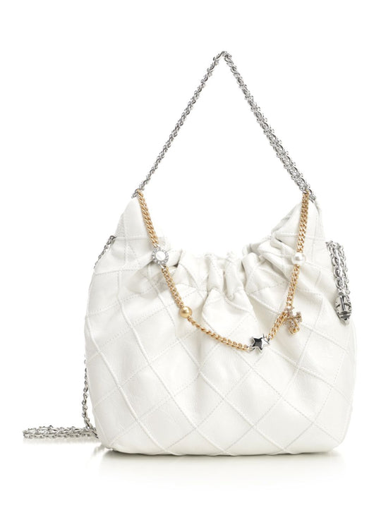 Fleming Distressed Mini Hobo Bag Shoulder Bags White