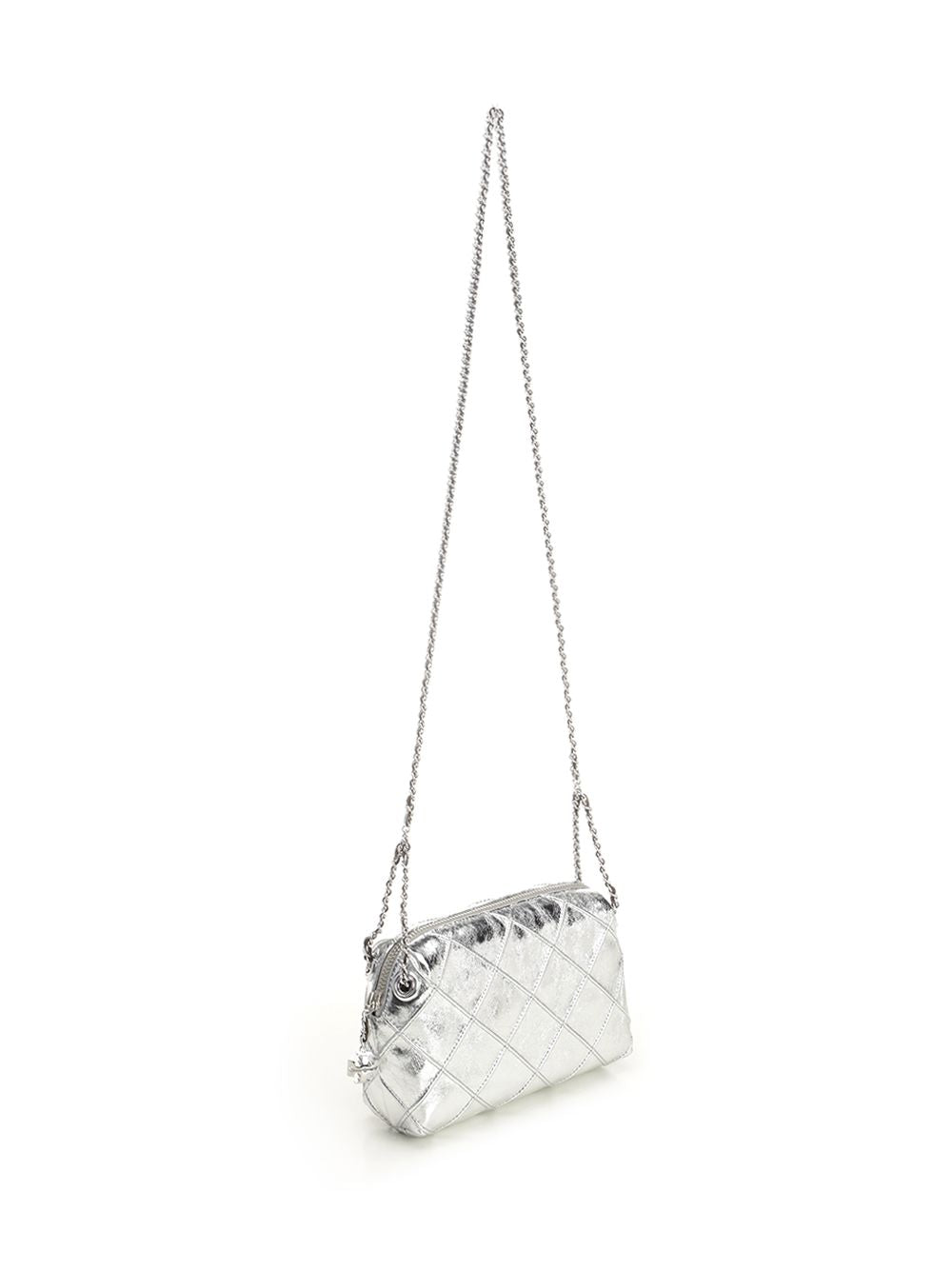 Tory Burch Fleming Metallic Soft Crossbody Bag Crossbody Bags - Silver | 56c827091f269dd79717a84ab3f4f9dc99cf0c36