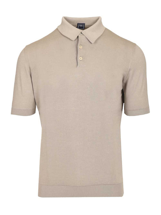 Short-Sleeved Polo Shirt Beige