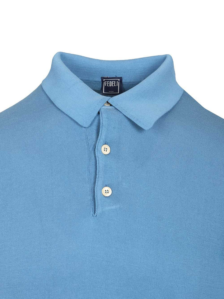 Fedeli Short-Sleeved Polo shirt - Light blue | f150d27240c6c049e37c20779c546c382bb7a4e7