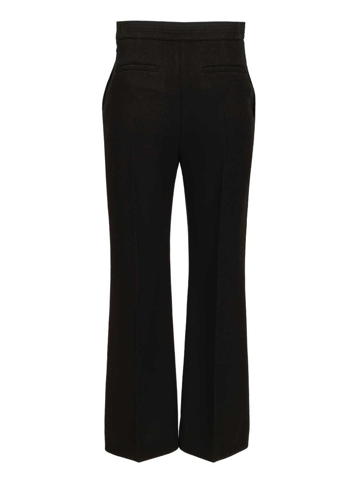 Valentino Garavani Vlogo Regular  In Wool Crepe Trousers - Black | 971e8b72f5bfd67386e478bd1158b5866f284055