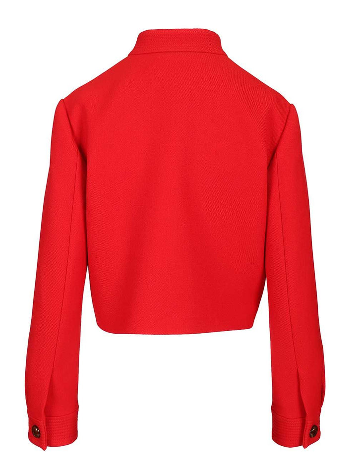 Valentino Garavani Peacoat In Drill Double With V Gold Knitwear - Red | 258da9b3f13f1d2a40c4b9b9d4e617d5d033348e