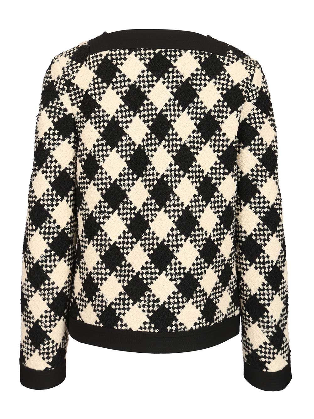 Valentino Garavani Damier Checked Bouclé Tweed Jacket Knitwear - Multicolor | 8237c9d8e6c173420c95ae08bc8ac80359d3acfc