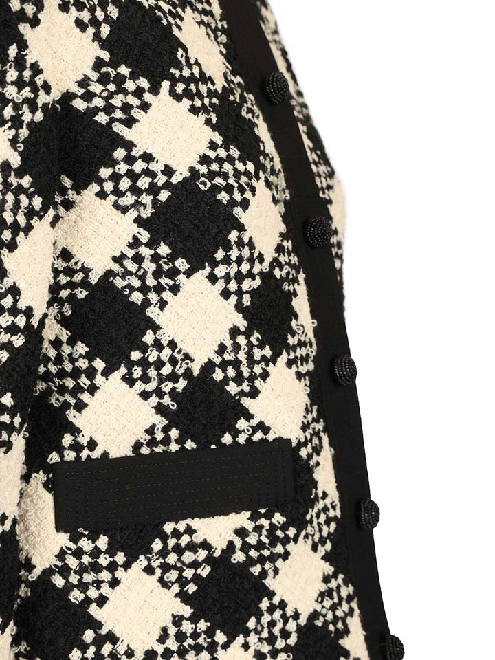 Valentino Garavani Damier Checked Bouclé Tweed Jacket Knitwear - Multicolor | 426a426803ab56cef84e727b4672cc924a010d22