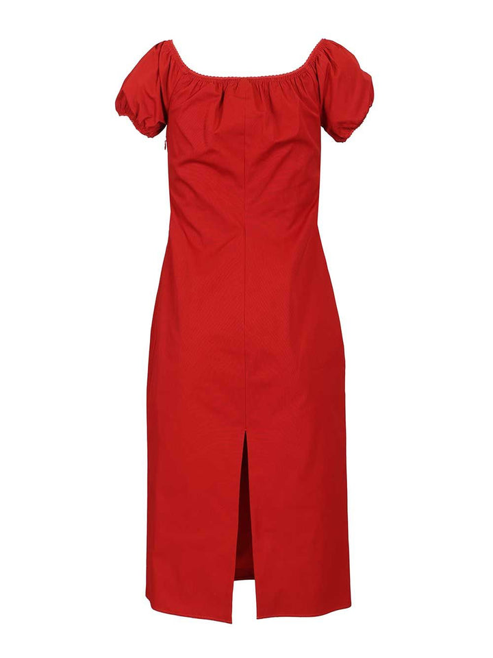 Miu Miu Cotton Midi Dress Dresses - Red | 9be9512abf3a1fb4288d99a3dc8b49af415997f8