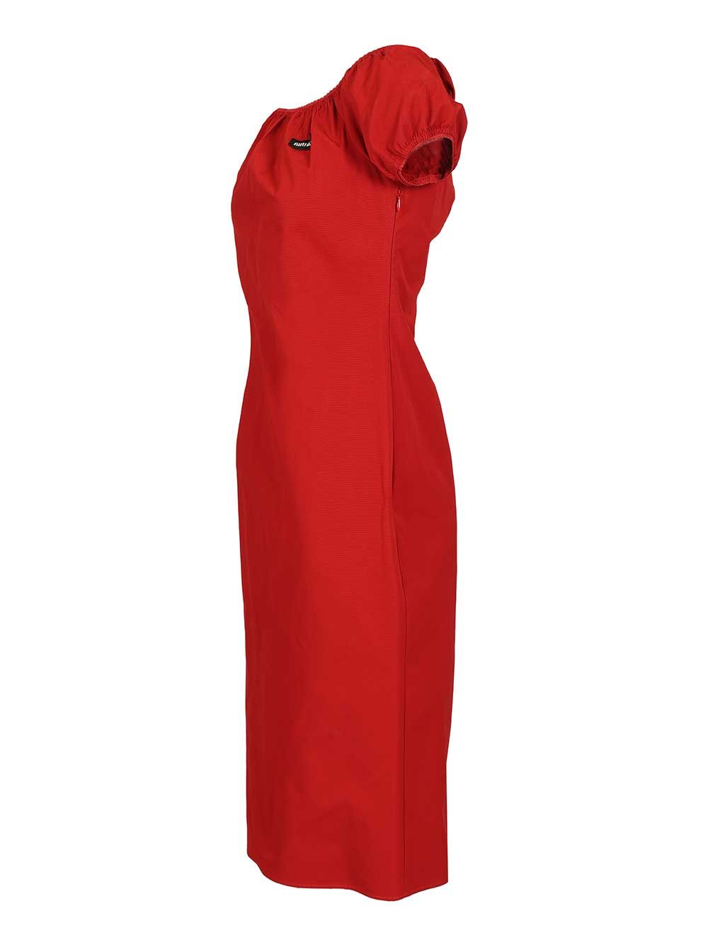 Miu Miu Cotton Midi Dress Dresses - Red | de4c9fb20159ea52a7276a9b6ddf00fdc85b29a7