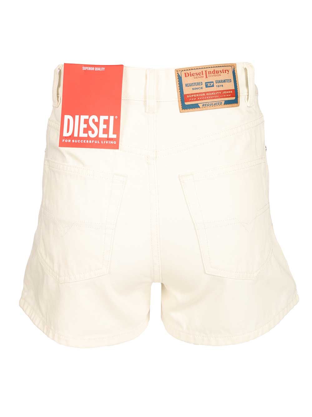 Diesel White Cotton Denim Shorts Trousers - White | ea8856b753939dce310844ed8feba3f16bd0f885