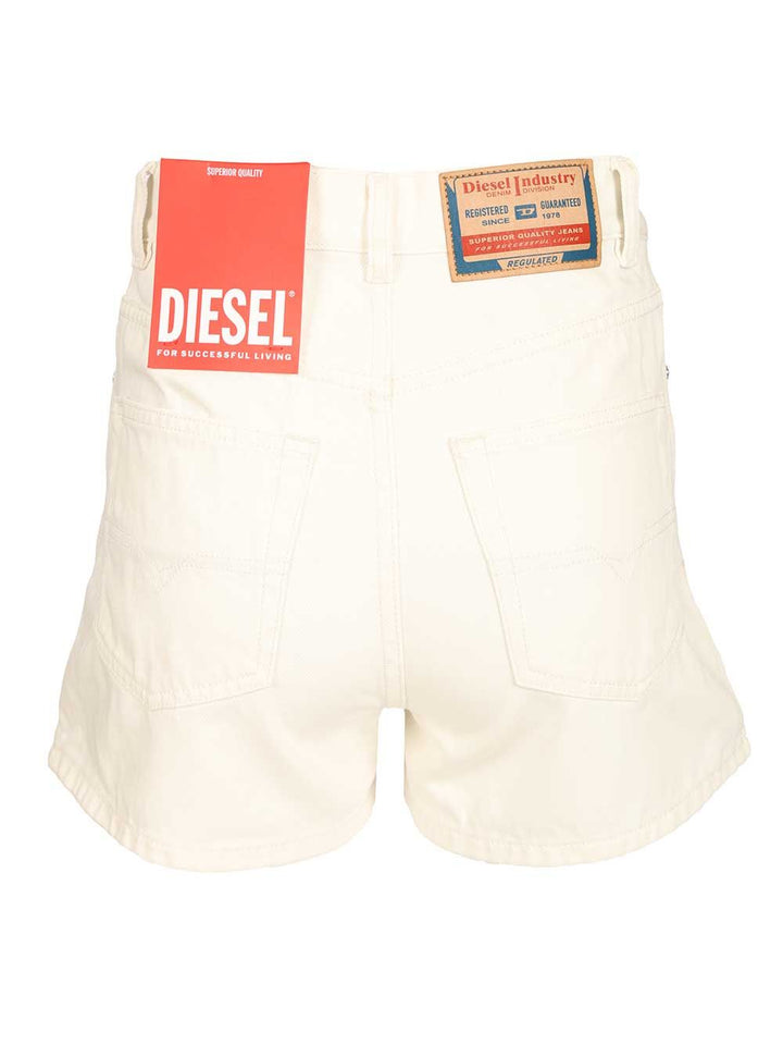 Diesel White Cotton Denim Shorts Trousers - White | ea8856b753939dce310844ed8feba3f16bd0f885