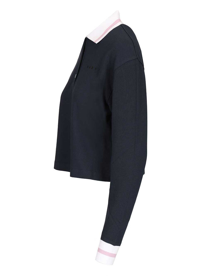 Marni Long-Sleeved Cotton Piqué Polo shirt - Blue | fbf205e2444535c5f23768bbf2b684301451a88d